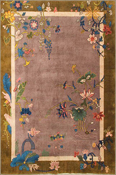 Rugs Modern Halı Kahverengi Sarmaşık Çiçekli Modern Desenli Dokuma Taban ve D...