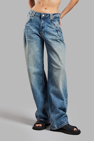its basic Pantaloni din denim pentru femei T.Jeans Color 4S565 Baggy Fit - 100% bumbac
