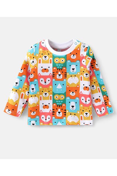 Babyhug بدلة نوم بأكمام كاملة من القطن المحبوك من Babyhug بطبعة دب - متعدد الألوان