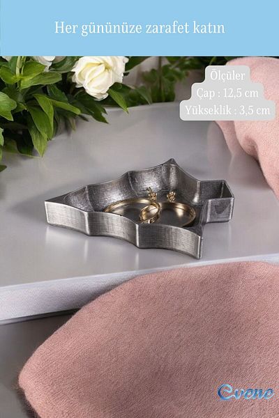 Evene Makeup & Cosmetics Jewelry Organizer - Decorative Plate, Silver Tumbled, Color Model 12