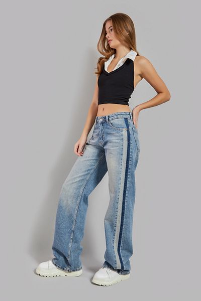 its basic Blugi de damă Culoare 2S584 Straight Fit 100% bumbac Denim cu dungi laterale