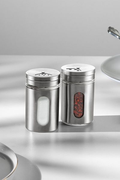 Nehir Cypress 2-Piece Glass Cylinder Salt and Pepper Bowl Set