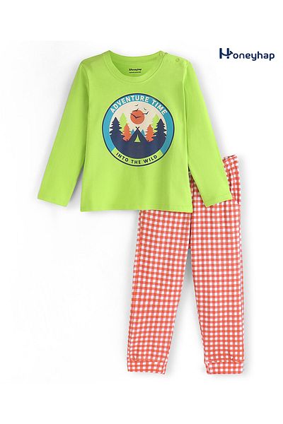 Honeyhap Honeyhap Cotton Bio Finish Mountain Theme Print Full Sleeves Night Suit -Tendor Shoots & Firecracker