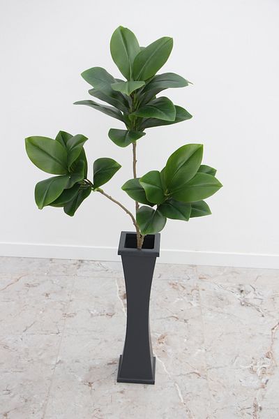 Yapay Çiçek Deposu Anthracite Gray Thin Waisted Wooden Vase 60 cm