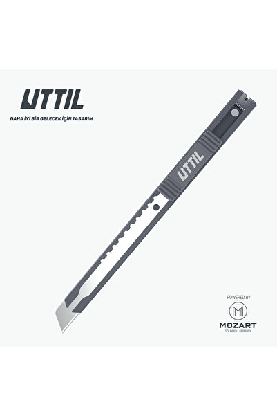 UTTIL PTUK07-NS Cep Tipi 9 mm Segmentsiz Bıçaklı, Paslanmaz Klipsli, Metal Ma...