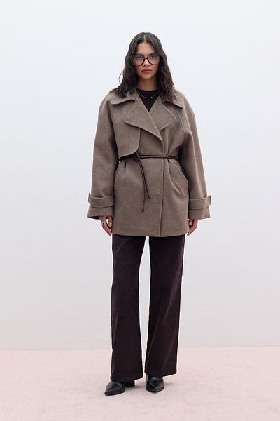 Manuka Nerzfarbener zweireihiger Trenchcoat – Mari