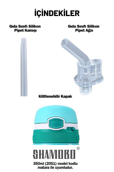 Shamobo Economical Replacement Lid and Pipette Set for 350ml Children Stainless Steel Thermos