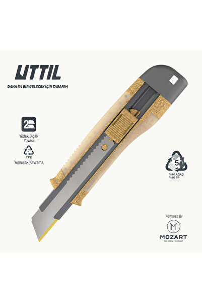 UTTIL AURA NATURA NMUK09-AN %40 Ağaç 18 mm Profesyonel Kaymaz Tutuşlu Maket B...