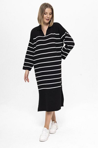 erk giyim Striped Knitwear Dress