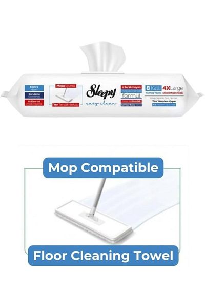 Sleepy Easy Clean Mop Compatible Cleaning Wipes, 50 Sheets | Bleach