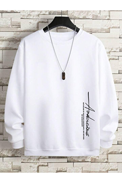 BW Bravely Wear سويت شيرت رجالي كبير الحجم - طباعة نقل، قطن داخلي، رقبة دائرية