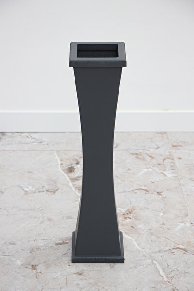 Yapay Çiçek Deposu Anthracite Gray Thin Waisted Wooden Vase 60 cm