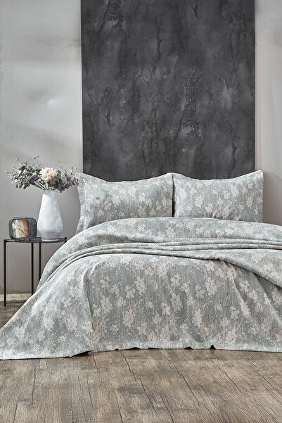 Nazik Home مفرش سرير مزدوج من قماش الجاكار بنقشة زهور اللوتس