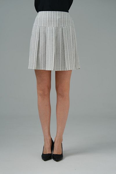 Saade Premium Ecru Pleated Mini Woven Skirt