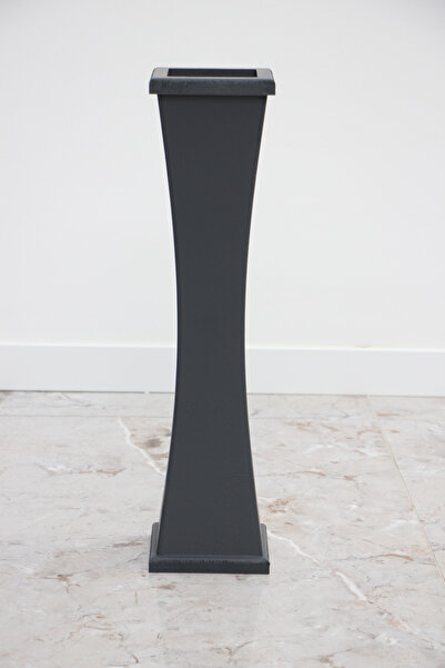 Yapay Çiçek Deposu Anthracite Gray Thin Waisted Wooden Vase 60 cm