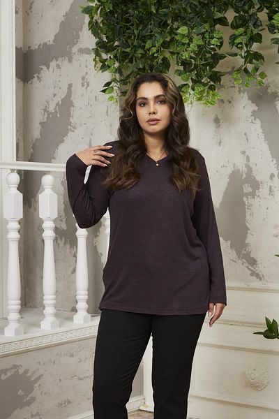 RMG GAMZE MODA BUTIK سترة تريكو كبيرة الحجم برقبة على شكل حرف V