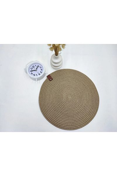 Halımax 1 Piece Decorative Snail Jute Woven Platter American Service 35X35Cm