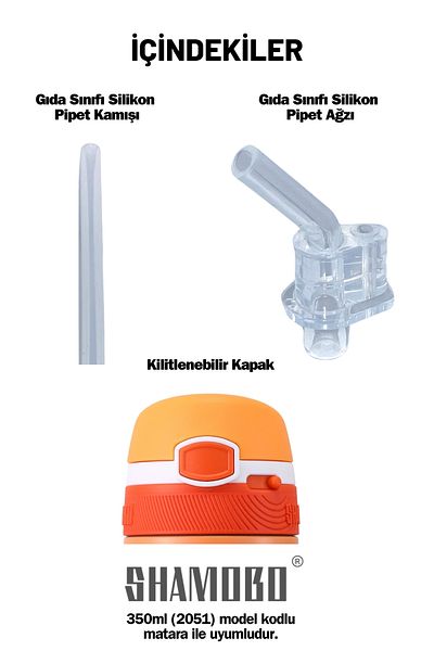 Shamobo Economical Replacement Lid and Pipette Set for 350ml Children Stainless Steel Thermos