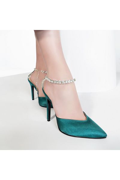 Desa Women's Green Satin Evening Dress Shoes
