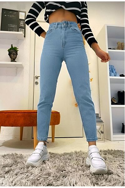 LAMİRA Ice Snow Mom Jean Blugi flexibili cu talie înaltă