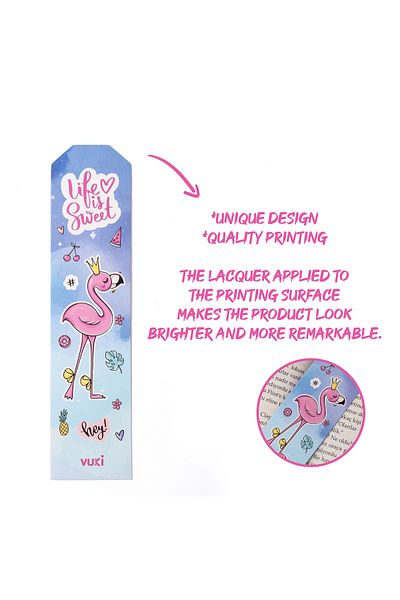 VUKİ Semn de carte din hârtie cu model flamingo