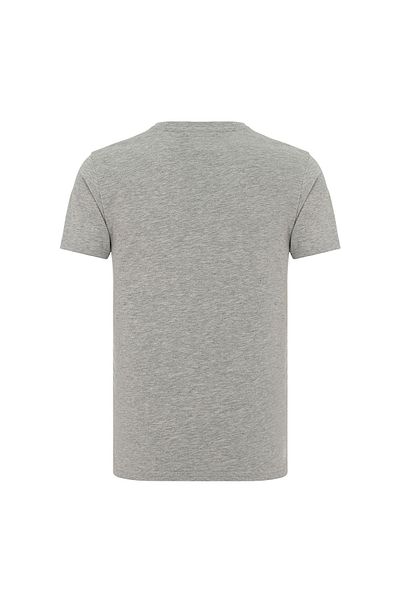 ROUTEFIELD Crew Neck Slim Fit Printed Gray Men's T-Shirt