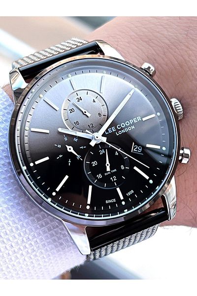 Lee Cooper Steel Band Inner Functions Active 5 Atm Water Resistant Men Wrist Watch Elc07224.350
