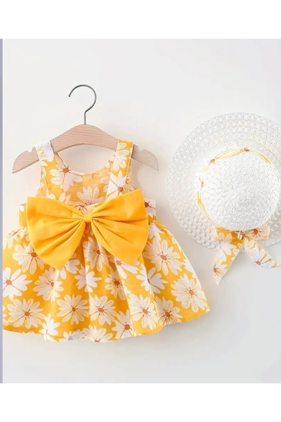 Beauty Box Summer Baby Hasır Şapkalı Büyük Kurdele 9-12 Ay Çiçekli Kız Bebek ...