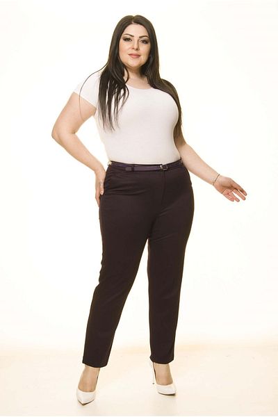 modayız Purple Large Size Fabric Trousers L2-1701