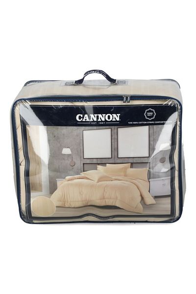Cannon طقم لحاف مخطط من القطن الفاخر T215 مكون من 3 قطع، مزدوج