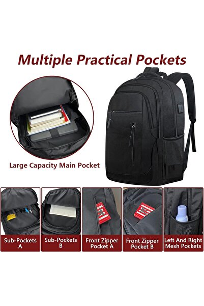 Yelajoy Travel Backpack,Business Laptop Backpack with USB Charging Port,Waterproof,18 Inch,33x4x47cm