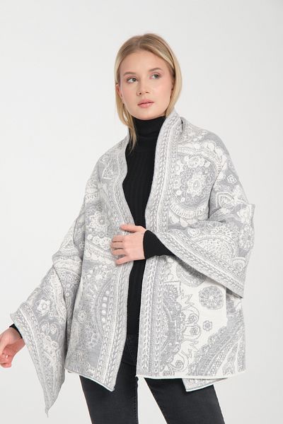 Wega Moda Ethnic Patterned Comfortable Knitwear Shoulder Shawl - Two-Way Use