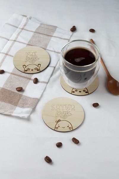 Home Days of the Week Special Design Wooden Coaster with Stand