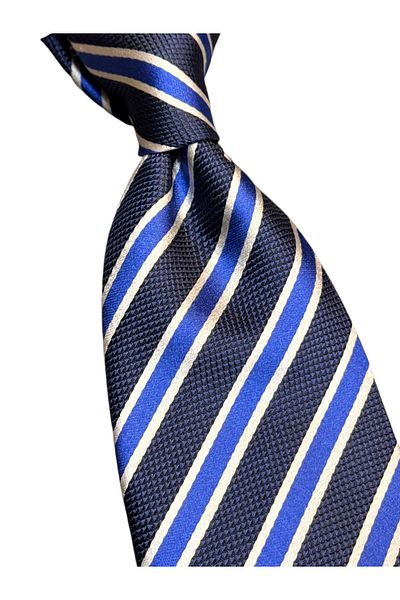 CROATE 100% Silk Navy Blue Striped Tie
