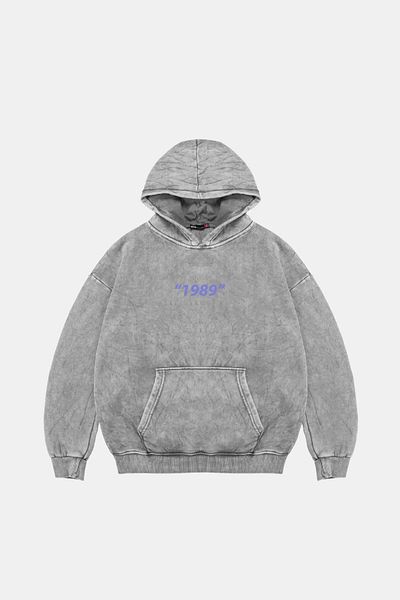 Sekizbiraltı 1989 Πίσω εμπριμέ Oversize Unisex Premium Washed White Hoodie