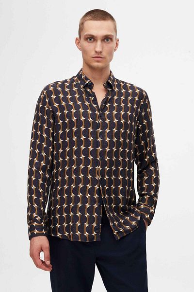 Tween Cămașă slim cu model bleumarin