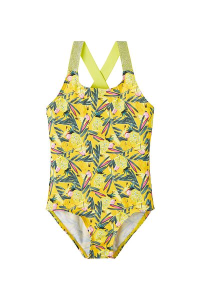 Name it Printed V Cut Swimsuit - Habanero Gold