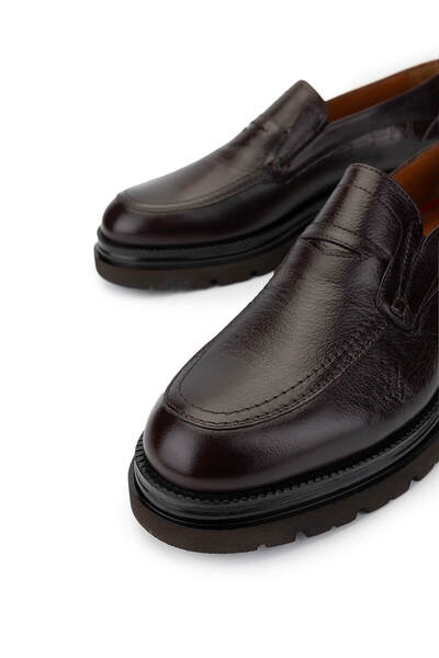 Tamer Tanca Men's Genuine Leather Brown Loafer Shoes