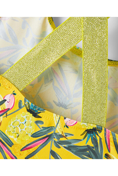 Name it Printed V Cut Swimsuit - Habanero Gold