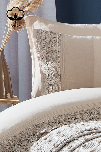 Nazik Home طقم غطاء لحاف مزدوج من الدانتيل من فينوس مكون من 7 قطع