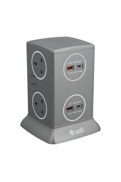 Alfanar برج تمديد الطاقة 6 مقابس 4 منافذ USB بطول 3 أمتار