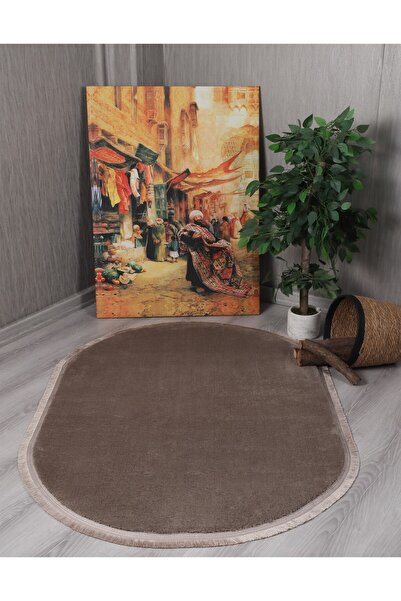 Myevilla My Evilla Modern Dekoratif Oval Spor Saçaklı Puffy Peluş Halı Yolluk