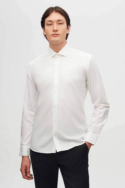 Tween Cămașă albă texturată 100% bumbac slim fit