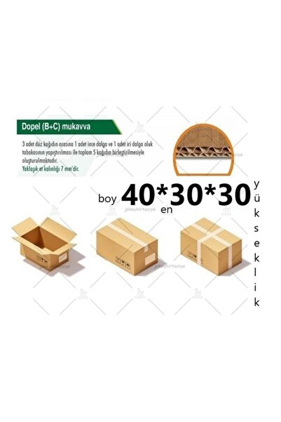 JokeyAmbalaj 40x30x30 (T.S.S.S.T) Gramajlı Çift Oluklu 12.desi Orta Boy E-tic...