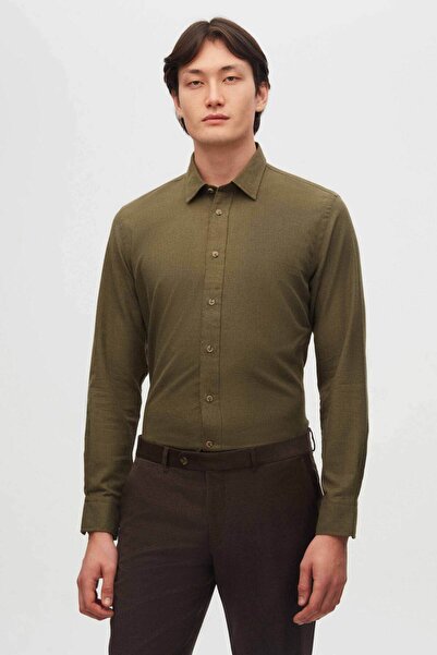 Damat Slim Fit Haki Melanj Easy Care Gömlek