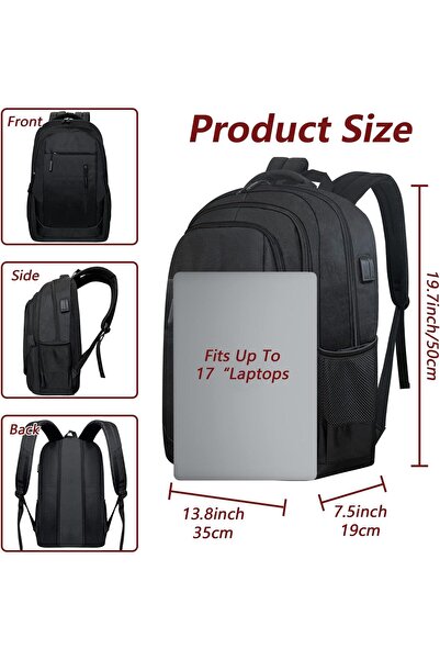 Yelajoy Travel Backpack,Business Laptop Backpack with USB Charging Port,Waterproof,18 Inch,33x4x47cm