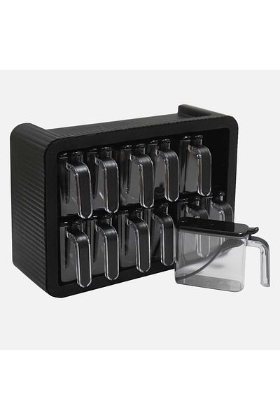 Magnotto 12-Piece Black Lorin Plastic Spice Rack - Practical and Fashionable Design, for Kitchen and Restaurant
