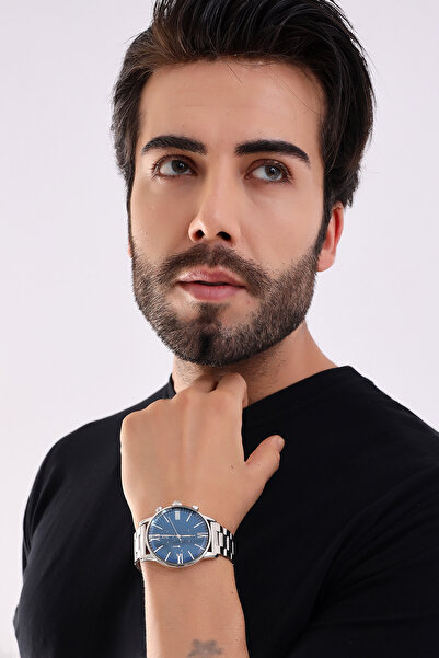 Güncel Vitrin Premium Infinity Lacivert&gümüş Ipc Kaplama Erkek Kol Saati