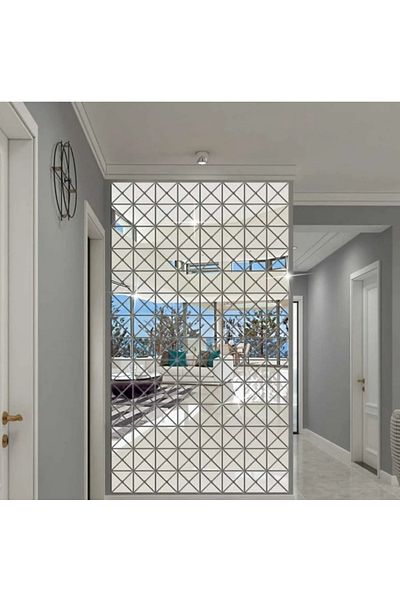 Numa Concept مرآة 60 ديكور حائط مثلث ثلاثي الأبعاد - زجاج شبكي مقاس 9 × 5 سم