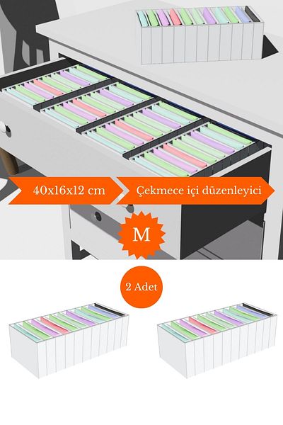 Spartek home textile 2 Pieces White - Medium 11 Compartment Drawer Organizer 16 X 40 X 12cm